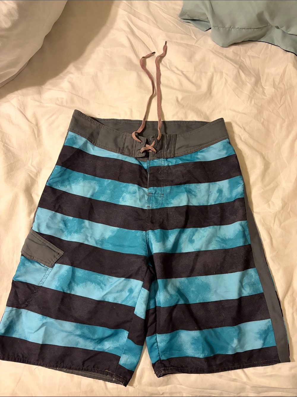 burnside Gray Swim Trunks with Teal Accent
